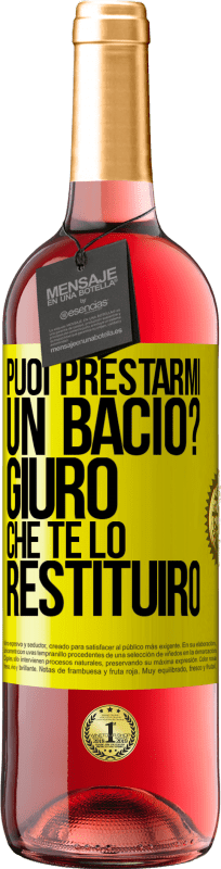 29,95 € Spedizione Gratuita | Vino rosato Edizione ROSÉ puoi prestarmi un bacio? Giuro che te lo restituirò Etichetta Gialla. Etichetta personalizzabile Vino giovane Raccogliere 2025 Tempranillo