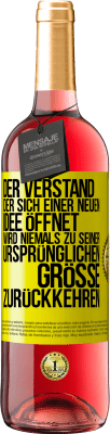 29,95 € Kostenloser Versand | Roséwein ROSÉ Ausgabe Der Verstand, der sich einer neuen Idee öffnet, wird niemals zu seiner ursprünglichen Größe zurückkehren Gelbes Etikett. Anpassbares Etikett Junger Wein Ernte 2025 Tempranillo