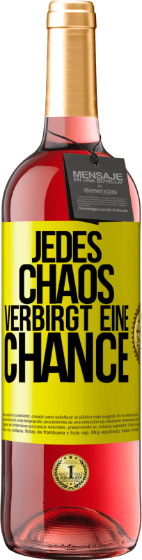 29,95 € Kostenloser Versand | Roséwein ROSÉ Ausgabe Jedes Chaos verbirgt eine Chance Gelbes Etikett. Anpassbares Etikett Junger Wein Ernte 2023 Tempranillo