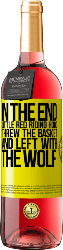 29,95 € 免费送货 | 桃红葡萄酒 ROSÉ版 最后，小红帽扔了篮子，与狼一起离开 黄色标签. 可自定义的标签 青年酒 收成 2025 Tempranillo