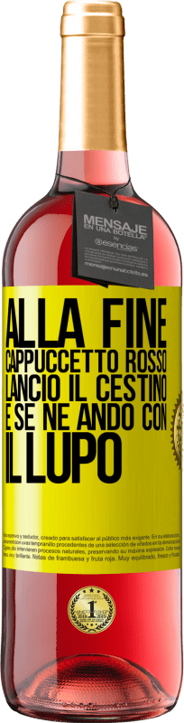 29,95 € Spedizione Gratuita | Vino rosato Edizione ROSÉ Alla fine, Cappuccetto Rosso lanciò il cestino e se ne andò con il lupo Etichetta Gialla. Etichetta personalizzabile Vino giovane Raccogliere 2025 Tempranillo