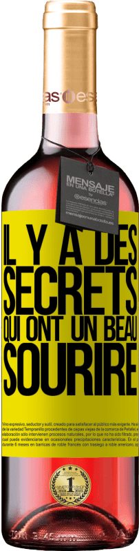 29,95 € Envoi gratuit | Vin rosé Édition ROSÉ Il y a des secrets qui ont un beau sourire Étiquette Jaune. Étiquette personnalisable Vin jeune Récolte 2024 Tempranillo