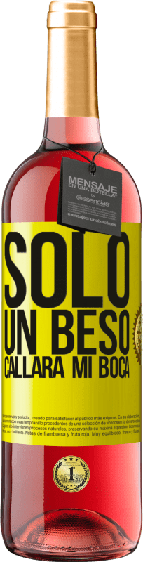 29,95 € Envío gratis | Vino Rosado Edición ROSÉ Solo un beso callará mi boca Etiqueta Amarilla. Etiqueta personalizable Vino joven Cosecha 2024 Tempranillo