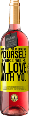 29,95 € Free Shipping | Rosé Wine ROSÉ Edition When you fall in love with yourself, the world will fall in love with you Yellow Label. Customizable label Young wine Harvest 2023 Tempranillo