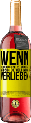 29,95 € Kostenloser Versand | Roséwein ROSÉ Ausgabe Wenn du dich in dich selbst verliebst, wird sich die Welt in dich verlieben Gelbes Etikett. Anpassbares Etikett Junger Wein Ernte 2024 Tempranillo