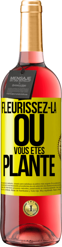 29,95 € Envoi gratuit | Vin rosé Édition ROSÉ Fleurissez- là où vous êtes planté Étiquette Jaune. Étiquette personnalisable Vin jeune Récolte 2024 Tempranillo