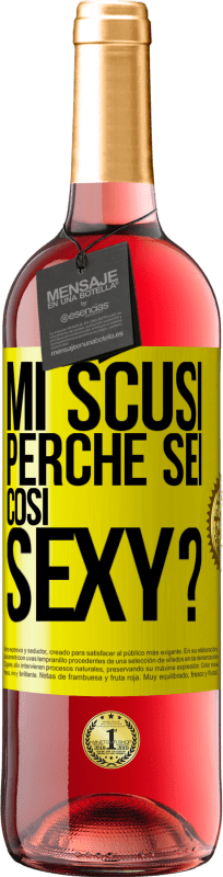 29,95 € Spedizione Gratuita | Vino rosato Edizione ROSÉ Mi scusi, perché sei così sexy? Etichetta Gialla. Etichetta personalizzabile Vino giovane Raccogliere 2024 Tempranillo