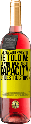 29,95 € Free Shipping | Rosé Wine ROSÉ Edition Love can with everything, he told me. Do you talk about capacity or destruction? Yellow Label. Customizable label Young wine Harvest 2025 Tempranillo