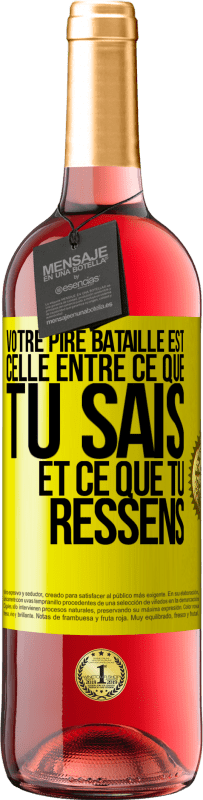 29,95 € Envoi gratuit | Vin rosé Édition ROSÉ Votre pire bataille est celle entre ce que tu sais et ce que tu ressens Étiquette Jaune. Étiquette personnalisable Vin jeune Récolte 2024 Tempranillo