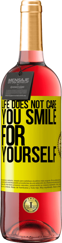 29,95 € Free Shipping | Rosé Wine ROSÉ Edition Life does not care, you smile for yourself Yellow Label. Customizable label Young wine Harvest 2023 Tempranillo