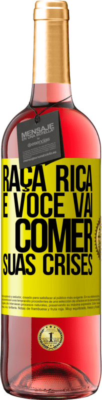 29,95 € Envio grátis | Vinho rosé Edição ROSÉ Raça rica e você vai comer suas crises Etiqueta Amarela. Etiqueta personalizável Vinho jovem Colheita 2024 Tempranillo