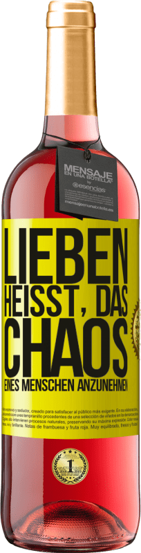 29,95 € Kostenloser Versand | Roséwein ROSÉ Ausgabe Lieben heißt, das Chaos eines Menschen anzunehmen Gelbes Etikett. Anpassbares Etikett Junger Wein Ernte 2023 Tempranillo