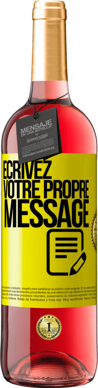 29,95 € Envoi gratuit | Vin rosé Édition ROSÉ Écrivez votre propre message Étiquette Jaune. Étiquette personnalisable Vin jeune Récolte 2025 Tempranillo
