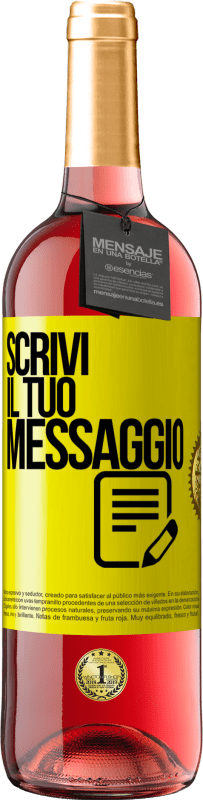 29,95 € Spedizione Gratuita | Vino rosato Edizione ROSÉ Scrivi il tuo messaggio Etichetta Gialla. Etichetta personalizzabile Vino giovane Raccogliere 2024 Tempranillo