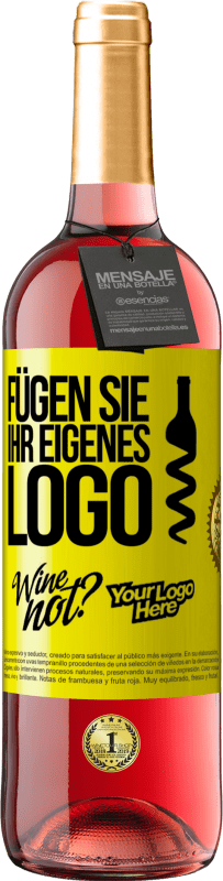 29,95 € Kostenloser Versand | Roséwein ROSÉ Ausgabe Füge dein eigenes Logo hinzu Gelbes Etikett. Anpassbares Etikett Junger Wein Ernte 2024 Tempranillo