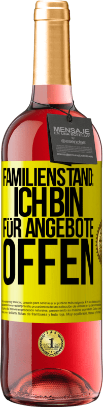 29,95 € Kostenloser Versand | Roséwein ROSÉ Ausgabe Familienstand: Ich bin für Angebote offen Gelbes Etikett. Anpassbares Etikett Junger Wein Ernte 2023 Tempranillo