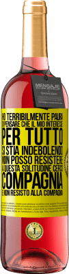 29,95 € Spedizione Gratuita | Vino rosato Edizione ROSÉ Ho terribilmente paura di pensare che il mio interesse per tutto si stia indebolendo. Non posso resistere a questa Etichetta Gialla. Etichetta personalizzabile Vino giovane Raccogliere 2024 Tempranillo