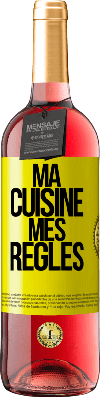 29,95 € Envoi gratuit | Vin rosé Édition ROSÉ Ma cuisine, mes règles Étiquette Jaune. Étiquette personnalisable Vin jeune Récolte 2025 Tempranillo