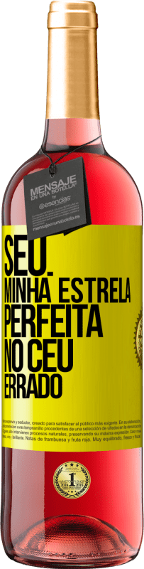 29,95 € Envio grátis | Vinho rosé Edição ROSÉ Seu. Minha estrela perfeita no céu errado Etiqueta Amarela. Etiqueta personalizável Vinho jovem Colheita 2023 Tempranillo