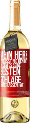 29,95 € Kostenloser Versand | Weißwein WHITE Ausgabe Mein Herz vergisst nie den Ort, an dem es seine besten Schläge hinterlassen hat Rote Markierung. Anpassbares Etikett Junger Wein Ernte 2025 Verdejo