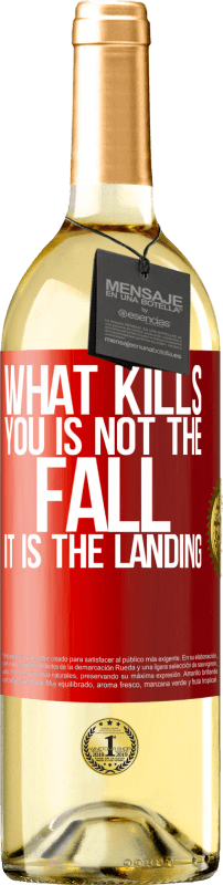 29,95 € 送料無料 | 白ワイン WHITEエディション あなたを殺すのは落下ではなく、着陸です 赤いタグ. カスタマイズ可能なラベル 若いワイン 収穫 2023 Verdejo