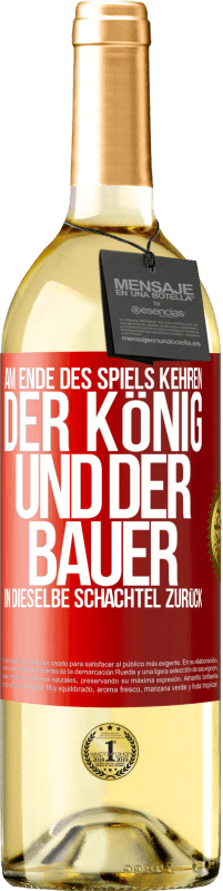 29,95 € Kostenloser Versand | Weißwein WHITE Ausgabe Am Ende des Spiels kehren der König und der Bauer in dieselbe Schachtel zurück Rote Markierung. Anpassbares Etikett Junger Wein Ernte 2024 Verdejo