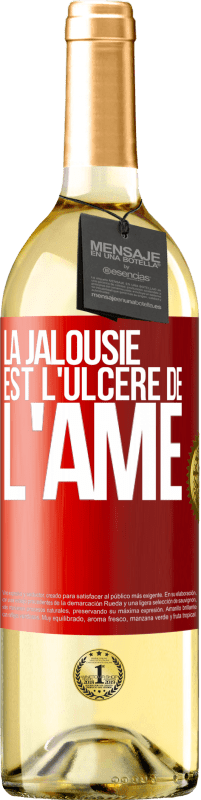 29,95 € Envoi gratuit | Vin blanc Édition WHITE La jalousie est l'ulcère de l'âme Étiquette Rouge. Étiquette personnalisable Vin jeune Récolte 2025 Verdejo