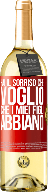 29,95 € Spedizione Gratuita | Vino bianco Edizione WHITE Hai il sorriso che voglio che i miei figli abbiano Etichetta Rossa. Etichetta personalizzabile Vino giovane Raccogliere 2024 Verdejo