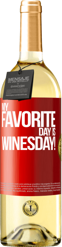29,95 € 送料無料 | 白ワイン WHITEエディション My favorite day is winesday! 赤いタグ. カスタマイズ可能なラベル 若いワイン 収穫 2025 Verdejo