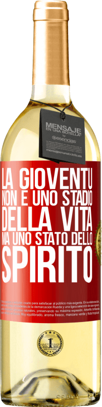 29,95 € Spedizione Gratuita | Vino bianco Edizione WHITE La gioventù non è uno stadio della vita, ma uno stato dello spirito Etichetta Rossa. Etichetta personalizzabile Vino giovane Raccogliere 2024 Verdejo