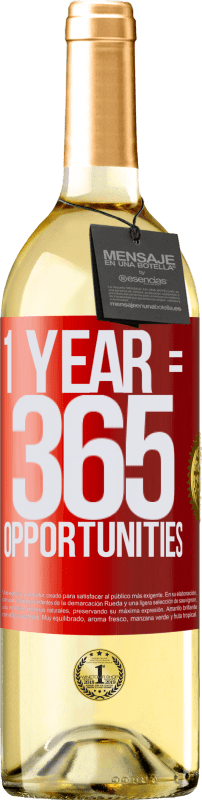 29,95 € Envío gratis | Vino Blanco Edición WHITE 1 year 365 opportunities Etiqueta Roja. Etiqueta personalizable Vino joven Cosecha 2024 Verdejo