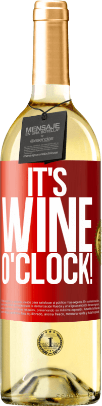 29,95 € Envoi gratuit | Vin blanc Édition WHITE It's wine o'clock! Étiquette Rouge. Étiquette personnalisable Vin jeune Récolte 2024 Verdejo