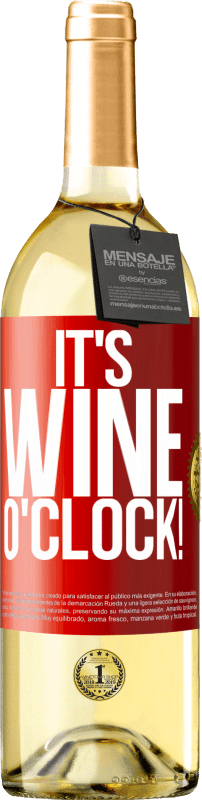 29,95 € Envío gratis | Vino Blanco Edición WHITE It's wine o'clock! Etiqueta Roja. Etiqueta personalizable Vino joven Cosecha 2023 Verdejo