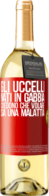 29,95 € Spedizione Gratuita | Vino bianco Edizione WHITE Gli uccelli nati in gabbia credono che volare sia una malattia Etichetta Rossa. Etichetta personalizzabile Vino giovane Raccogliere 2023 Verdejo