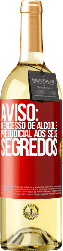 29,95 € Envio grátis | Vinho branco Edição WHITE Aviso: O excesso de álcool é prejudicial aos seus segredos Etiqueta Vermelha. Etiqueta personalizável Vinho jovem Colheita 2024 Verdejo