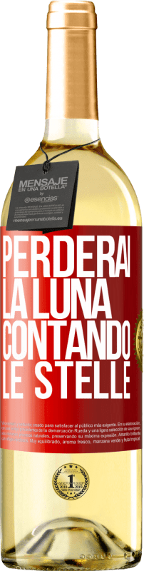 29,95 € Spedizione Gratuita | Vino bianco Edizione WHITE Perderai la luna contando le stelle Etichetta Rossa. Etichetta personalizzabile Vino giovane Raccogliere 2024 Verdejo