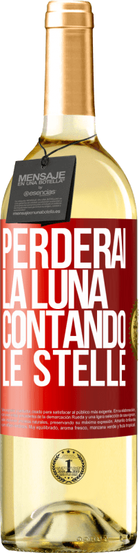 29,95 € Spedizione Gratuita | Vino bianco Edizione WHITE Perderai la luna contando le stelle Etichetta Rossa. Etichetta personalizzabile Vino giovane Raccogliere 2025 Verdejo