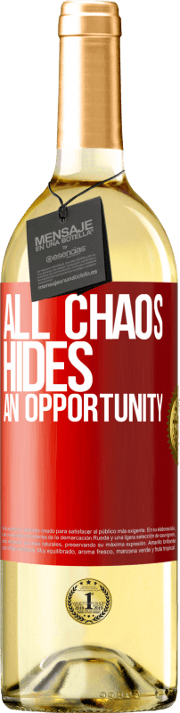29,95 € 送料無料 | 白ワイン WHITEエディション すべてのカオスはチャンスを隠します 赤いタグ. カスタマイズ可能なラベル 若いワイン 収穫 2023 Verdejo