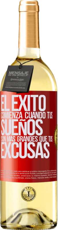 29,95 € Envío gratis | Vino Blanco Edición WHITE El éxito comienza cuando tus sueños son más grandes que tus excusas Etiqueta Roja. Etiqueta personalizable Vino joven Cosecha 2024 Verdejo