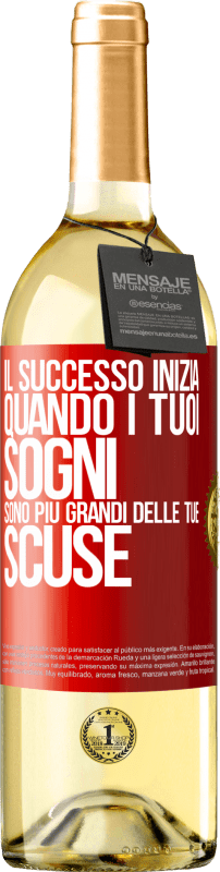 29,95 € Spedizione Gratuita | Vino bianco Edizione WHITE Il successo inizia quando i tuoi sogni sono più grandi delle tue scuse Etichetta Rossa. Etichetta personalizzabile Vino giovane Raccogliere 2024 Verdejo