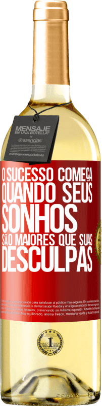 29,95 € Envio grátis | Vinho branco Edição WHITE O sucesso começa quando seus sonhos são maiores que suas desculpas Etiqueta Vermelha. Etiqueta personalizável Vinho jovem Colheita 2024 Verdejo