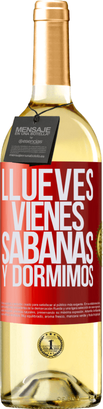 29,95 € Envío gratis | Vino Blanco Edición WHITE Llueves, vienes, sábanas y dormimos Etiqueta Roja. Etiqueta personalizable Vino joven Cosecha 2024 Verdejo