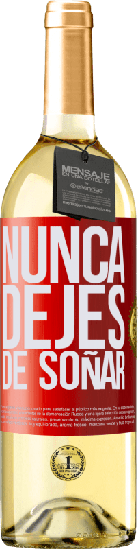 29,95 € Envío gratis | Vino Blanco Edición WHITE Nunca dejes de soñar Etiqueta Roja. Etiqueta personalizable Vino joven Cosecha 2024 Verdejo