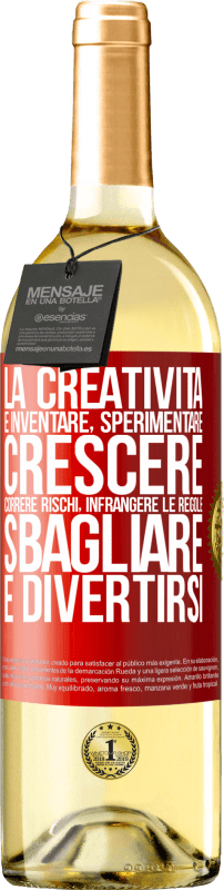 29,95 € Spedizione Gratuita | Vino bianco Edizione WHITE La creatività è inventare, sperimentare, crescere, correre rischi, infrangere le regole, sbagliare e divertirsi Etichetta Rossa. Etichetta personalizzabile Vino giovane Raccogliere 2024 Verdejo