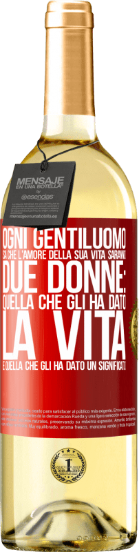 29,95 € Spedizione Gratuita | Vino bianco Edizione WHITE Ogni gentiluomo sa che l'amore della sua vita saranno due donne: quella che gli ha dato la vita e quella che gli ha dato un Etichetta Rossa. Etichetta personalizzabile Vino giovane Raccogliere 2024 Verdejo