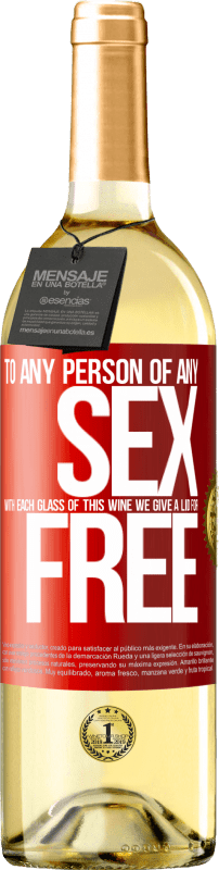 29,95 € 免费送货 | 白葡萄酒 WHITE版 对于任何性别的人，每杯葡萄酒我们都会免费提供一个盖子 红色标签. 可自定义的标签 青年酒 收成 2023 Verdejo