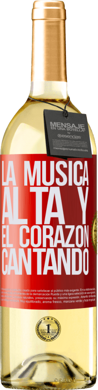 29,95 € Envío gratis | Vino Blanco Edición WHITE La música alta y el corazón cantando Etiqueta Roja. Etiqueta personalizable Vino joven Cosecha 2023 Verdejo