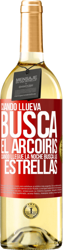 29,95 € Envío gratis | Vino Blanco Edición WHITE Cuando llueva, busca el arcoiris, cuando llegue la noche, busca las estrellas Etiqueta Roja. Etiqueta personalizable Vino joven Cosecha 2024 Verdejo