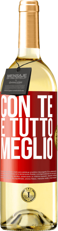 29,95 € Spedizione Gratuita | Vino bianco Edizione WHITE Con te è tutto meglio Etichetta Rossa. Etichetta personalizzabile Vino giovane Raccogliere 2024 Verdejo