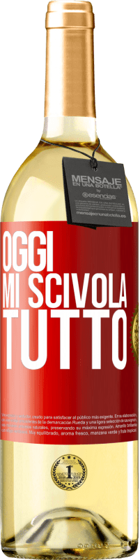 29,95 € Spedizione Gratuita | Vino bianco Edizione WHITE Oggi mi scivola tutto Etichetta Rossa. Etichetta personalizzabile Vino giovane Raccogliere 2024 Verdejo